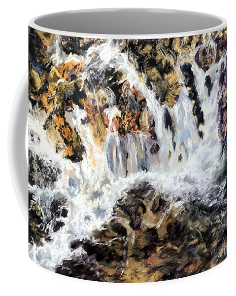 Waterfall Coffee Mug featuring the pastel Waterfalls and Rocks by Gerry Delongchamp