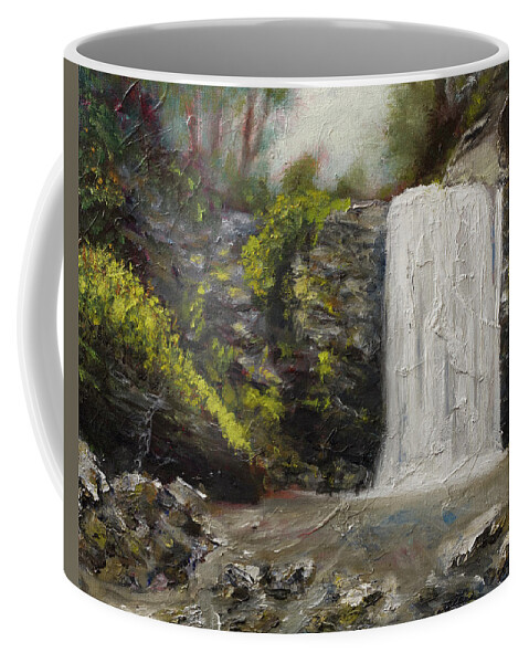 North Carolina Waterfall Painting Coffee Mug featuring the painting Waterfalls of North Carolina Looking Glass Falls by Gray Artus