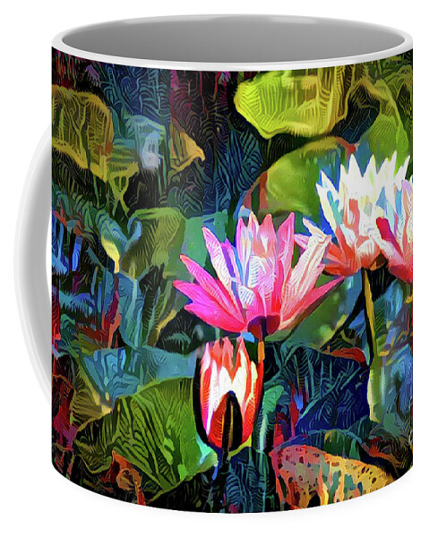 Aquatic Plant Coffee Mug featuring the digital art Waterlilies 8 by Amy Cicconi