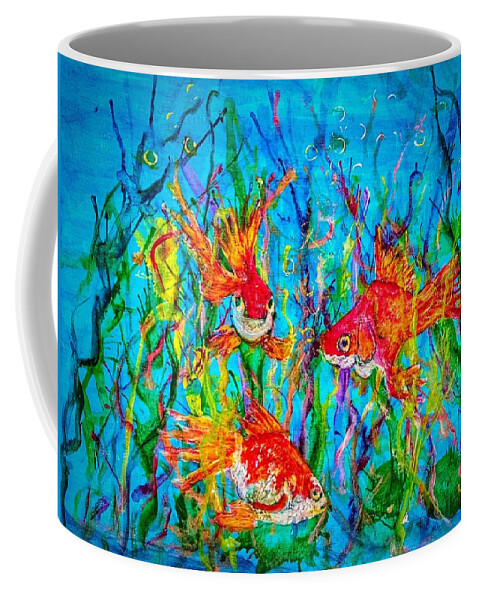 Gold Fish Coffee Mug featuring the painting Watery Wonderland by Anne Sands
