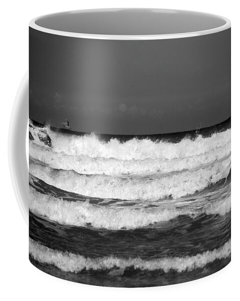 Waves Coffee Mug featuring the photograph Waves 1 in BW by Susanne Van Hulst