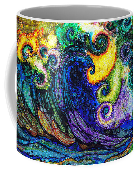 Jan Killian Coffee Mug featuring the painting Waves and Fish by Jan Killian