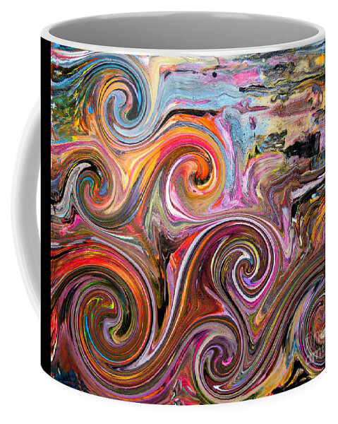 Waves Water Spirals Colorful Vibrant Fun Compelling Dramatic Charming Rolling Ocean Abstract Coffee Mug featuring the digital art Waves by Priscilla Batzell Expressionist Art Studio Gallery