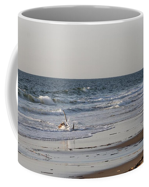 Water Coffee Mug featuring the photograph Waves on Driftwood by Robert Banach