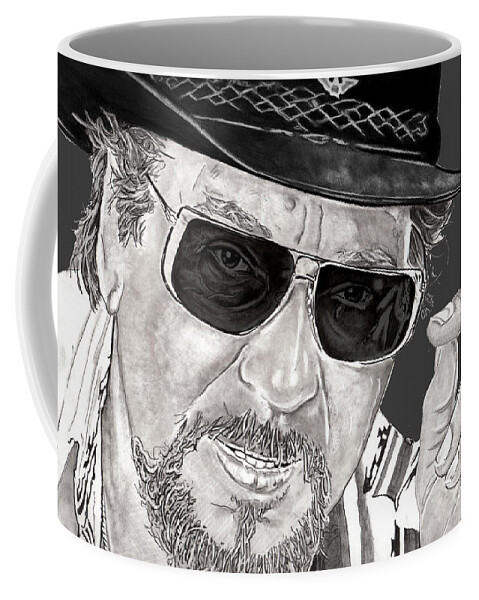 Waylon Coffee Mug featuring the drawing Waylon Jennings by Bill Richards