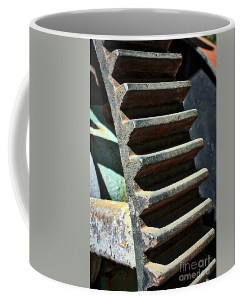 Wheel Cogs Coffee Mug featuring the photograph Weathered Metal Cogs by Carol Groenen