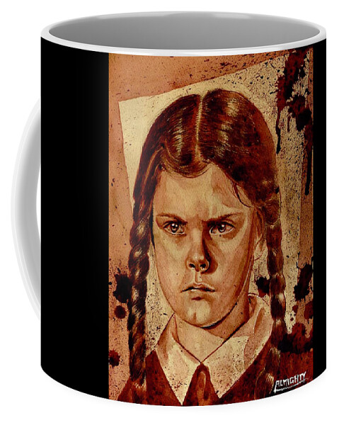 Ryan Almighty Coffee Mug featuring the painting WEDNESDAY ADDAMS - dry blood by Ryan Almighty