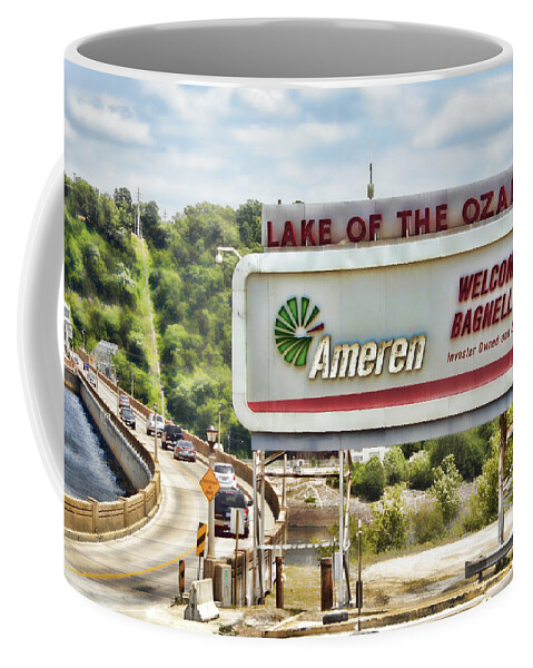 lake Of The Ozarks Coffee Mug featuring the photograph Welcome to Bagnell Dam by Cricket Hackmann