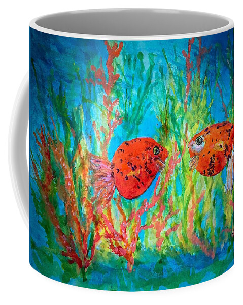Goldfish Coffee Mug featuring the painting Well Hello There by Anne Sands