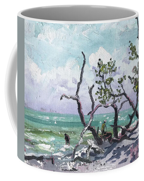 Impressionism Coffee Mug featuring the painting Wentletrap Hunting Sanibel by Maggii Sarfaty