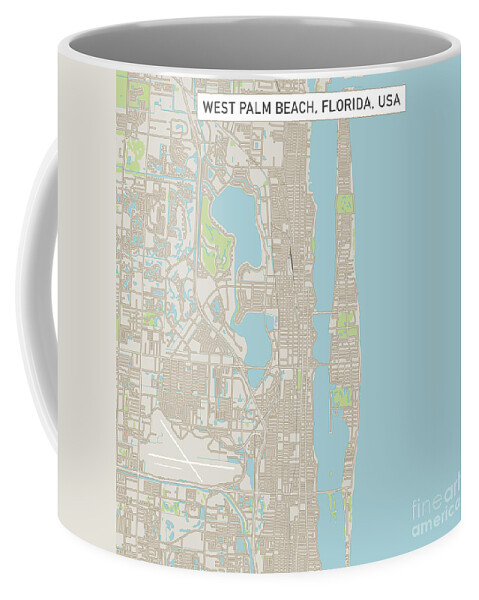 West Palm Beach Coffee Mug featuring the digital art West Palm Beach Florida US City Street Map by Frank Ramspott