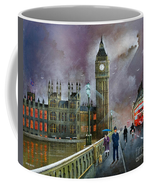 England Coffee Mug featuring the painting Westminster Bridge, London - England by Ken Wood