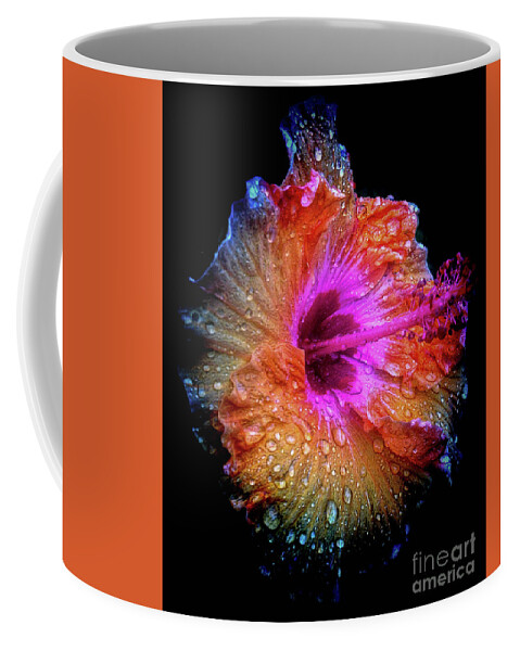 Flower Coffee Mug featuring the photograph Wet Hibiscus-snapseeded by Barry Bohn