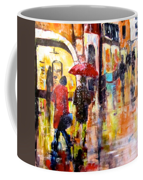 Rain Coffee Mug featuring the painting Wet Streets by Barbara O'Toole
