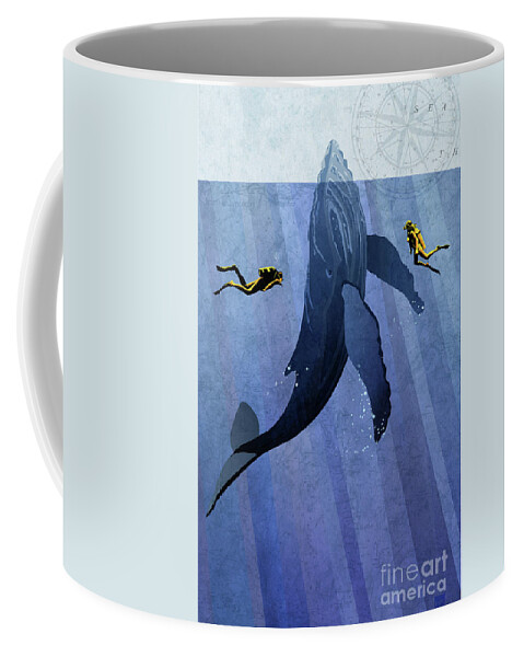 Sassan Filsoof Coffee Mug featuring the painting Whale Dive by Sassan Filsoof