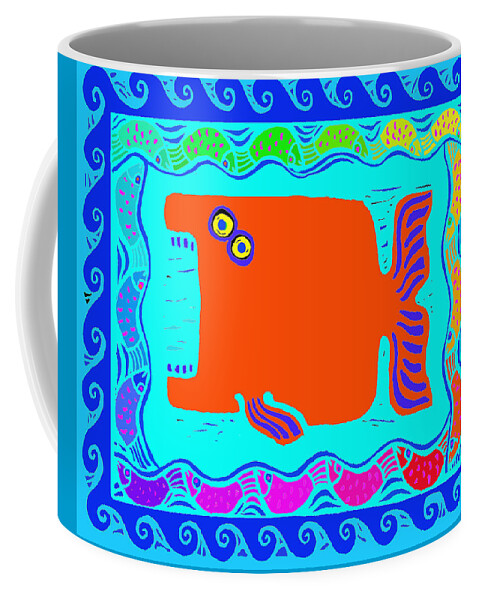 Red Whale Coffee Mug featuring the digital art Whale of a Party by Vagabond Folk Art - Virginia Vivier