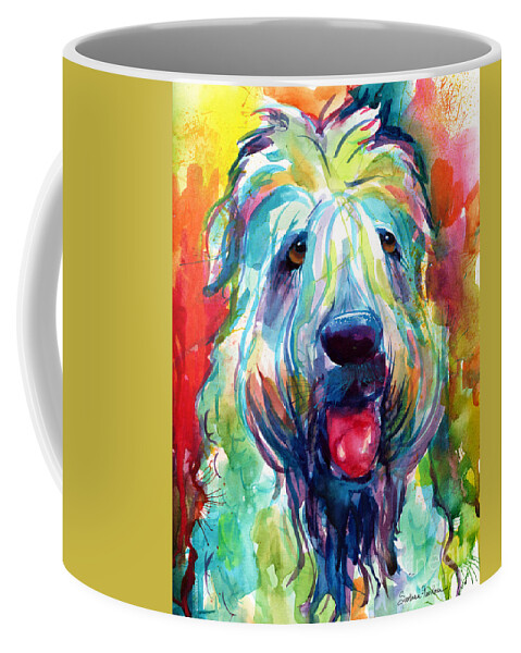 Wheaten Terrier Coffee Mug featuring the painting Wheaten terrier dog portrait by Svetlana Novikova
