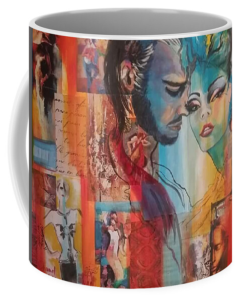 Collage Coffee Mug featuring the mixed media When a man loves a woman by Patricia Rachidi