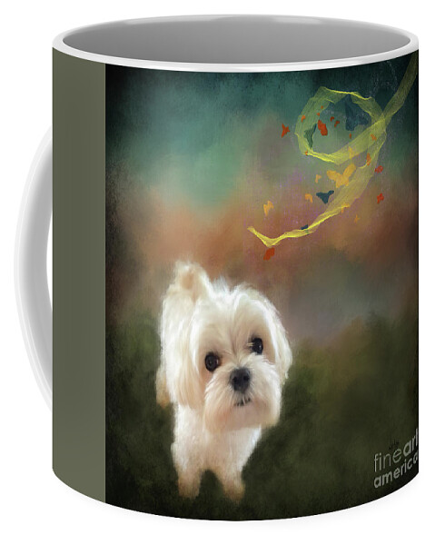 Puppy Coffee Mug featuring the digital art When Puppies Get Confused by Lois Bryan