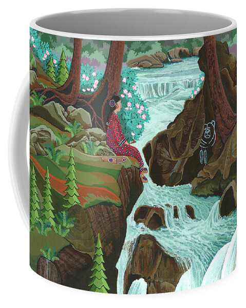 Native Americanartwork Coffee Mug featuring the painting When Quiet It Happens by Chholing Taha