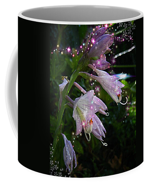 Fairies Flowers Coffee Mug featuring the digital art When The Fairies Come Out At Night by Pamela Smale Williams