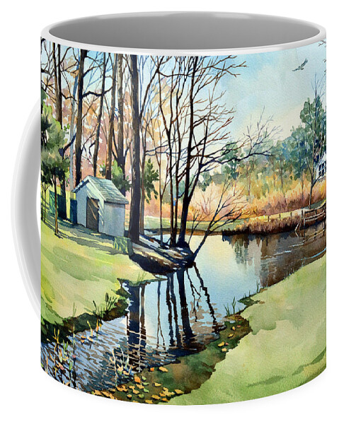 Landscape Coffee Mug featuring the painting Where Osprey Go by Mick Williams