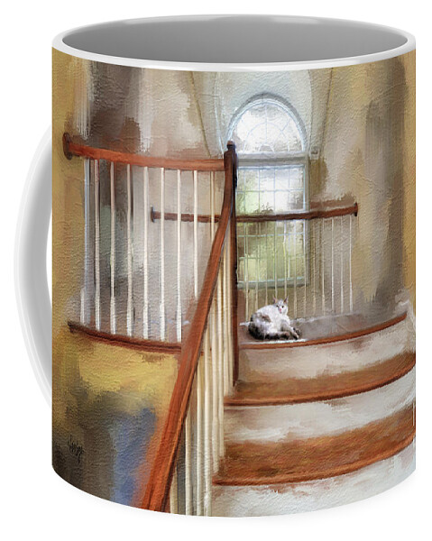 Step Coffee Mug featuring the digital art Where's Kitty by Lois Bryan