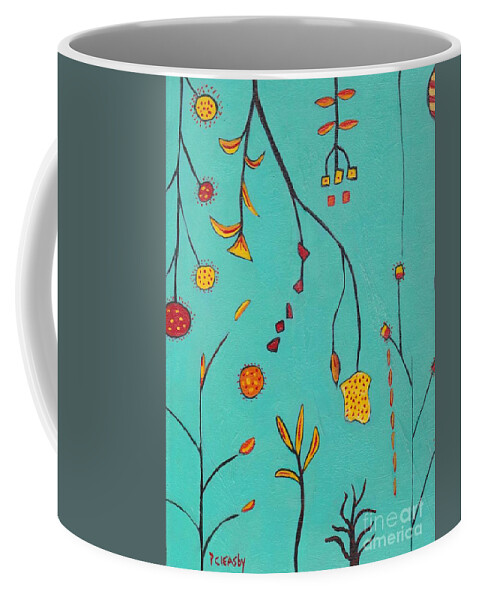 Abstract Coffee Mug featuring the painting Whimsical Abstract by Patricia Cleasby