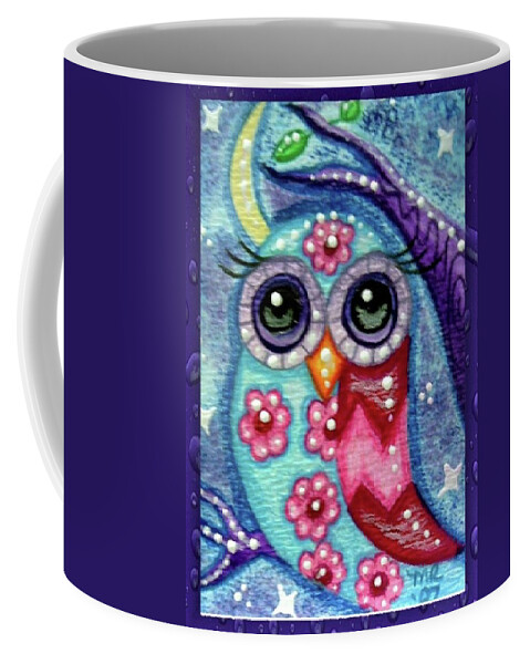 Whimsical Coffee Mug featuring the painting Whimsical Floral Owl by Monica Resinger