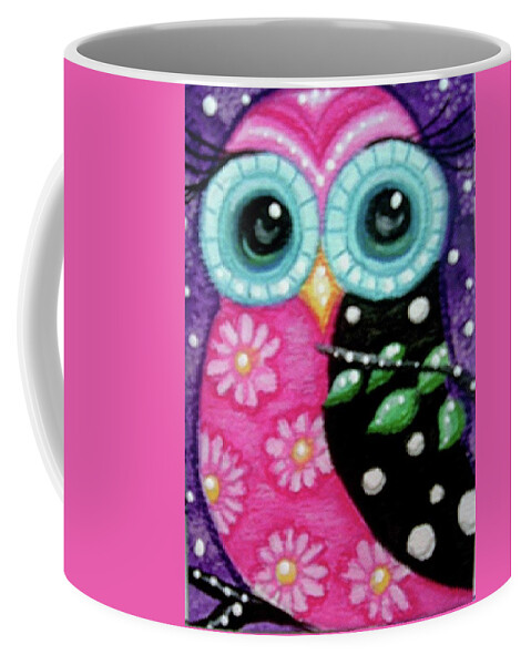 Whimsical Coffee Mug featuring the painting Whimsical Owl by Monica Resinger