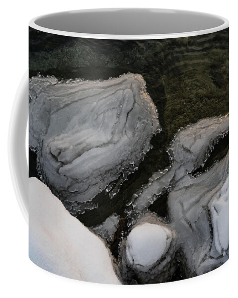 Georgia Mizuleva Coffee Mug featuring the photograph Whimsical Winter Patterns Created by the Waves by Georgia Mizuleva