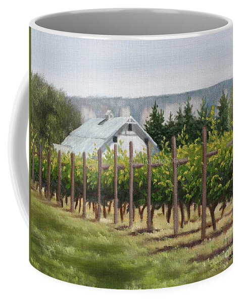 Fine Art Coffee Mug featuring the painting White Barn by Julie Peterson