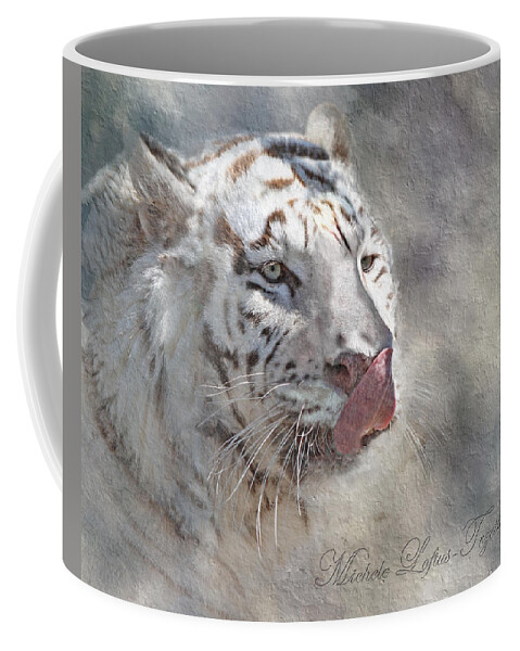 Bengal Coffee Mug featuring the digital art White Bengal Tiger by Michele A Loftus