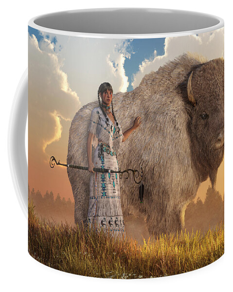 White Buffalo Calf Woman Coffee Mug featuring the digital art White Buffalo Calf Woman by Daniel Eskridge
