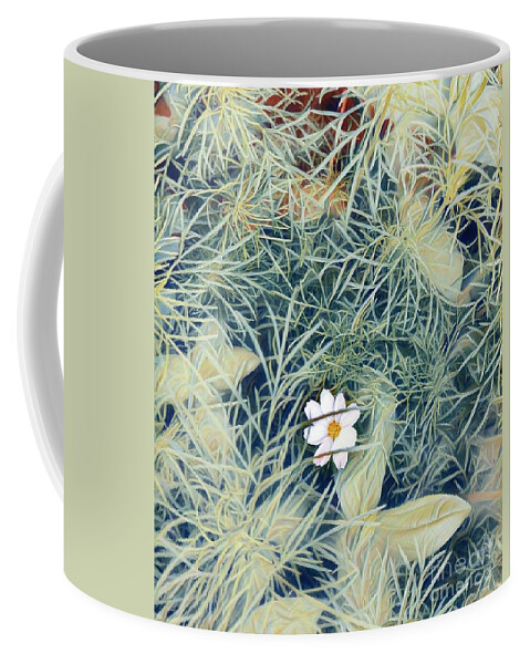 White Flower Coffee Mug featuring the mixed media White Cosmo by Jessica Eli
