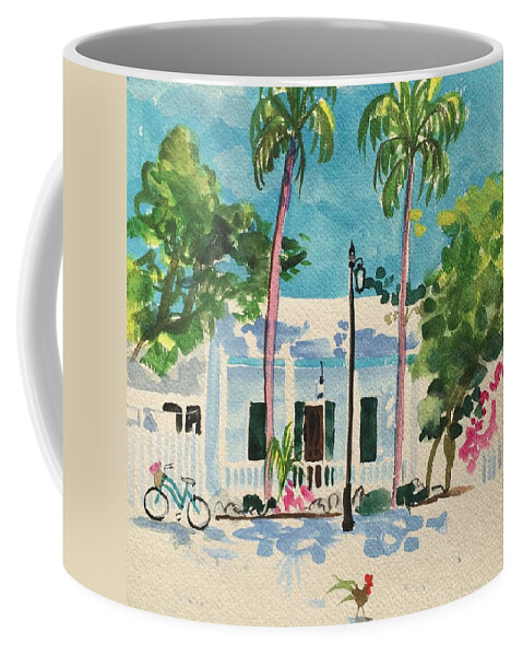 Key West Coffee Mug featuring the painting White Cottage by Maggii Sarfaty