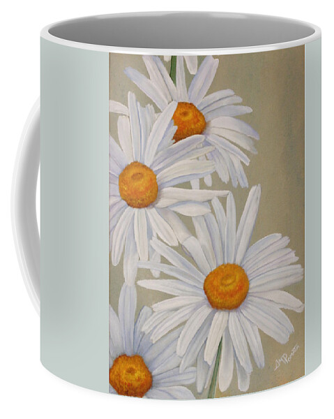 White Daisies Coffee Mug featuring the painting White Daisies by Angeles M Pomata