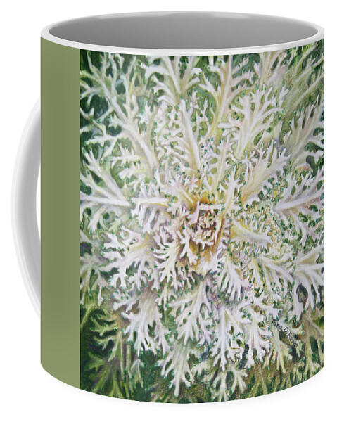 Pastel Coffee Mug featuring the pastel White Flowering Kale by Tara D Kemp