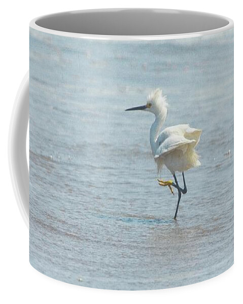 Ocean Coffee Mug featuring the photograph White Heron On The Beach by Maria Angelica Maira