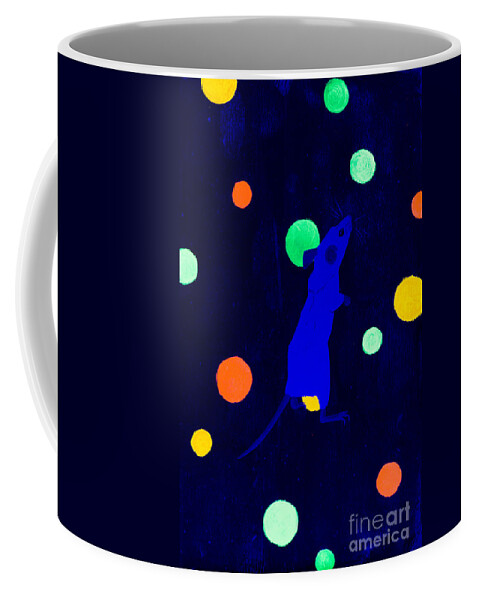 Mouse Coffee Mug featuring the painting White mouse uv by Stefanie Forck