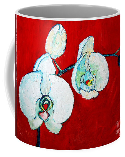 Orchid Coffee Mug featuring the painting White Orchid by Ana Maria Edulescu