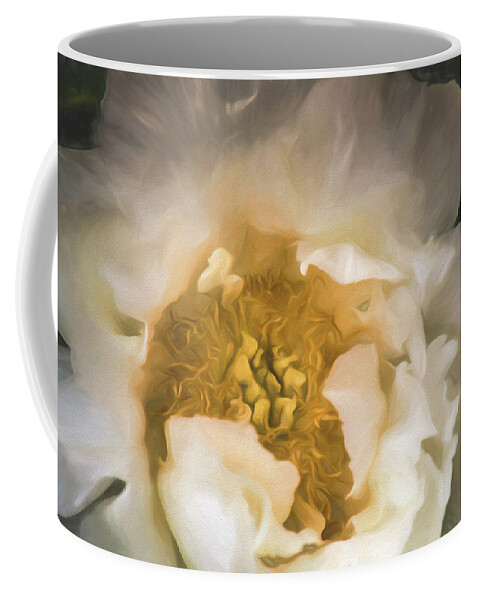 Garden Coffee Mug featuring the digital art White Peony by Teresa Wilson