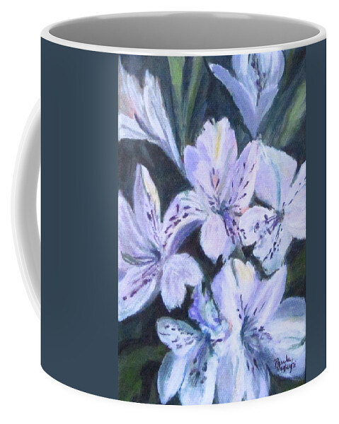Acrylic Coffee Mug featuring the painting White Peruvian Lily by Paula Pagliughi