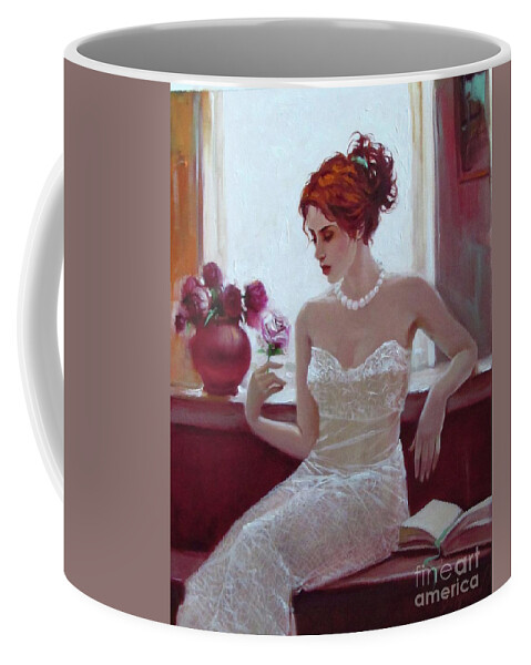 Ignatenko Coffee Mug featuring the painting White rose by Sergey Ignatenko
