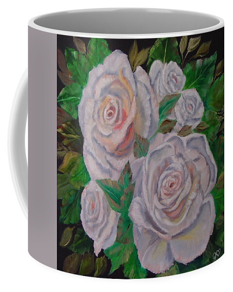 Roses Coffee Mug featuring the painting White Roses by Quwatha Valentine