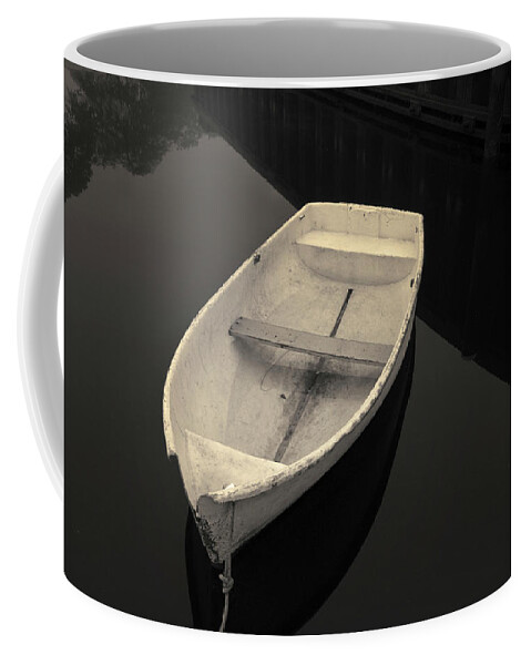 White Coffee Mug featuring the photograph White Rowboat Toned by David Gordon