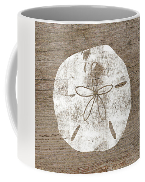 Wood Coffee Mug featuring the mixed media White Sand Dollar- Art by Linda Woods by Linda Woods