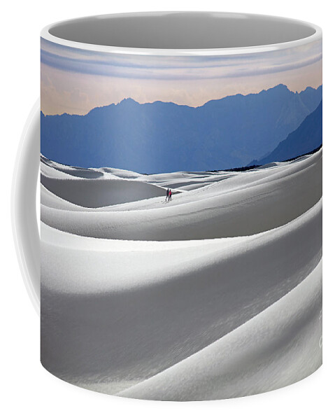 Hikers Coffee Mug featuring the photograph White Sands Hikers by Martin Konopacki