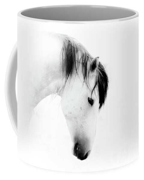 Wild Horse Coffee Mug featuring the photograph White Stallion on White by Dirk Johnson