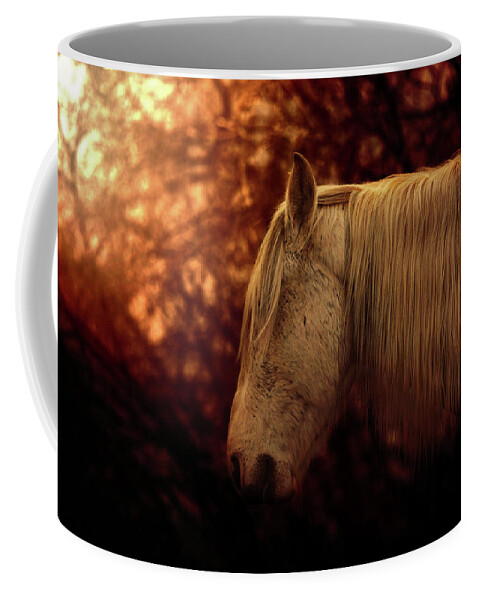 Horse Coffee Mug featuring the photograph White Stallion by Ryan Courson